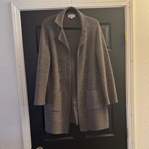 Cozy Textured Open Front Gray Cardigan Coat